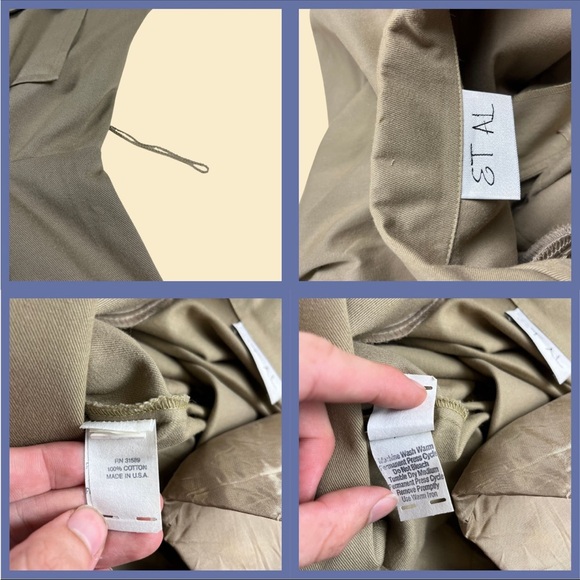 1970s Vintage khaki shirt dress Et Al tan button down belted short sleeve midi - Picture 9 of 10